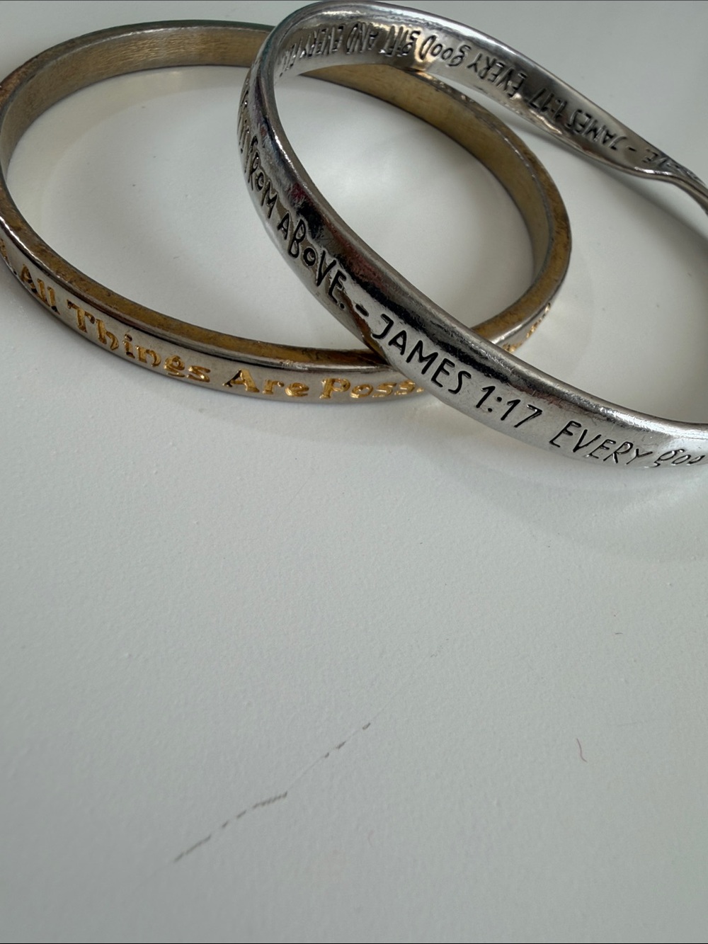 Inspirational Scripture Cuff Bracelets - Silver & Gold Tone